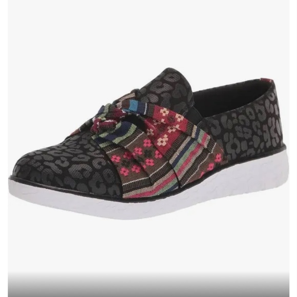 MUK LUKS SLIDE ON SHOES FOR WOMEN BLACK LEOPARD/GEOMETRIC PRINT BOARDWALK LOAFER - Picture 7 of 10